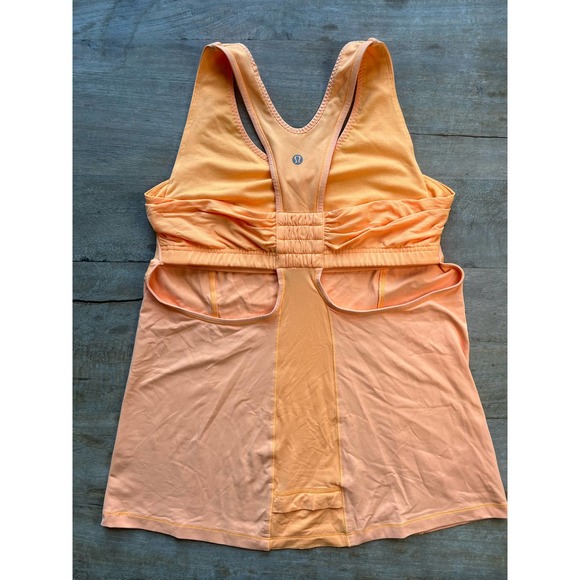 LULULEMON Turbo Racerback Neon Orange Tank with Built-in Bra - Size 10 - NWOT - Picture 3 of 4